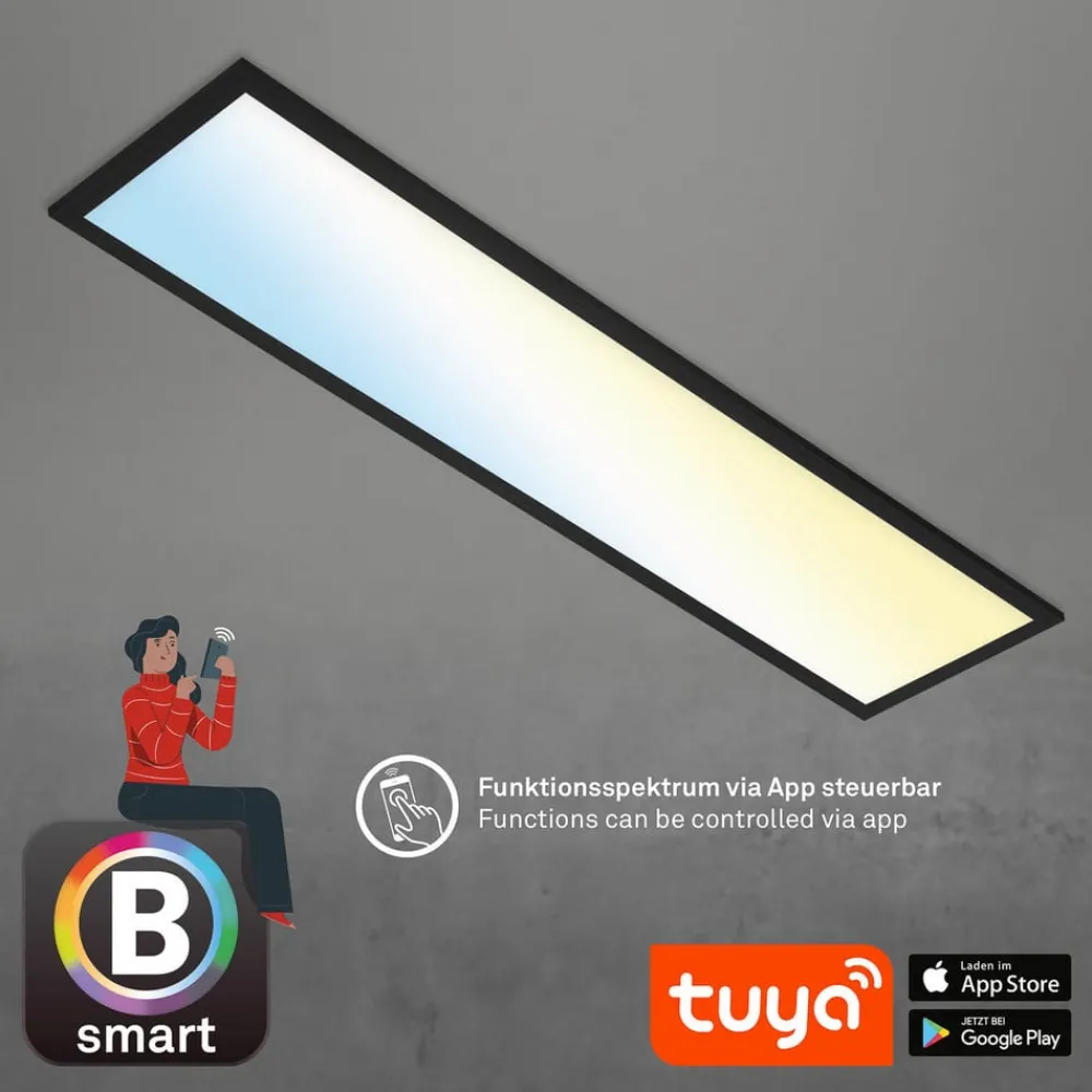Arbejdsrum/Kontor|Loftlamper ^ Briloner Piatto S WiFi LED-loftlampe Bluetooth CCT fjernb.