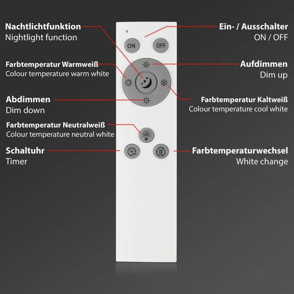 Arbejdsrum/Kontor|Loftlamper ^ Briloner Piatto S WiFi LED-loftlampe Bluetooth CCT fjernb.