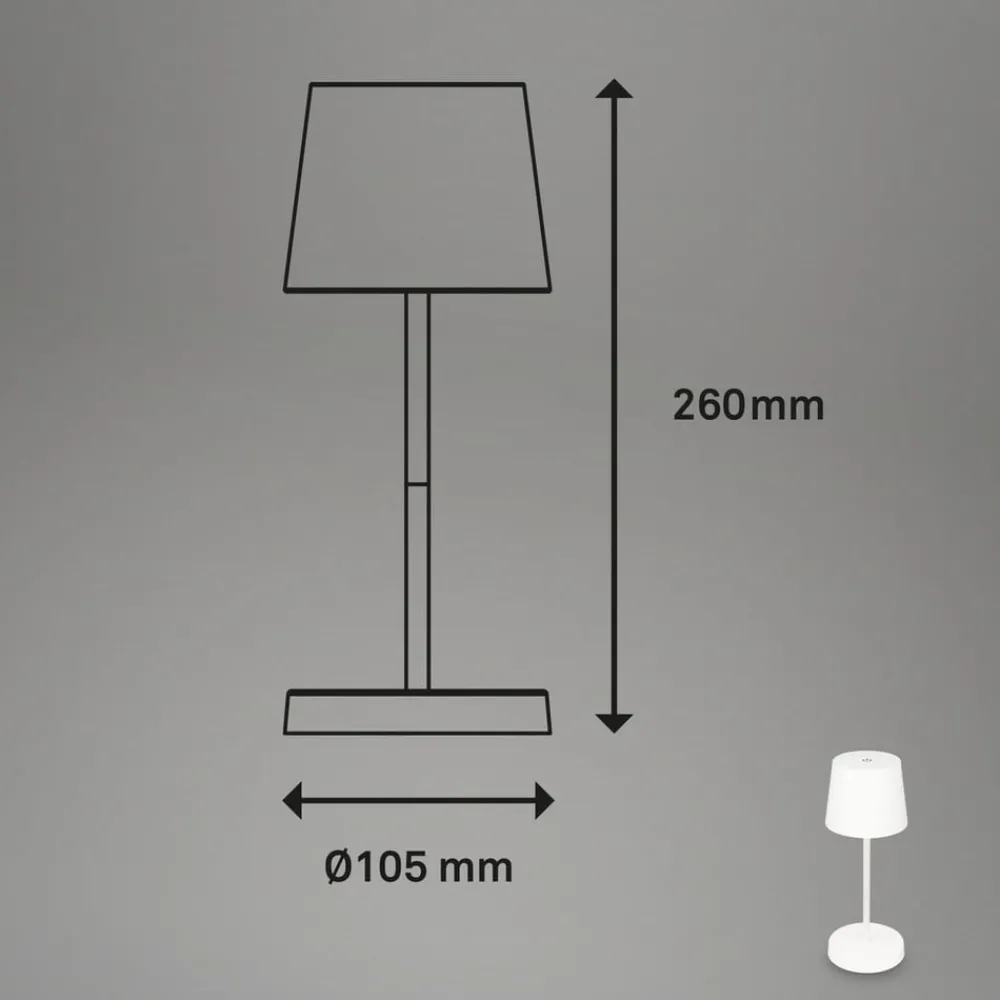 Briloner Dekorationsbelysning|Terrassebelysning > Piha LED-bordlampe med genopladeligt batteri, hvid