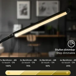 Briloner Arbejdsrum/Kontor|Bordlamper > Pivaz LED-bordlampe, touch-dæmper, sort