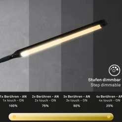 Briloner Arbejdsrum/Kontor|Gulvlamper > Pivaz LED-gulvlampe justerbar berøringsdæmper sort