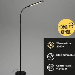 Briloner Arbejdsrum/Kontor|Gulvlamper > Pivaz LED-gulvlampe justerbar berøringsdæmper sort