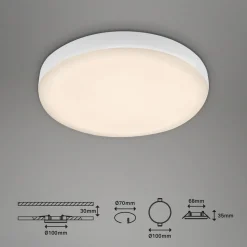 Briloner Loftlamper|Indbygningsspots > Plat LED-indbygningsspot, hvid, Ø 10 cm, 3.000K