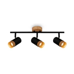 Briloner Loftlamper|Spotlights > Plek loftspot GU10 sort/træ, 3 lyskilder