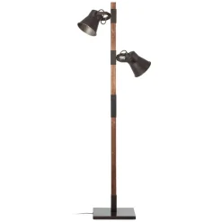 Brilliant Gulvlamper|Gulvlamper > Plow gulvlampe med 2 spot, sort/mørkt træ