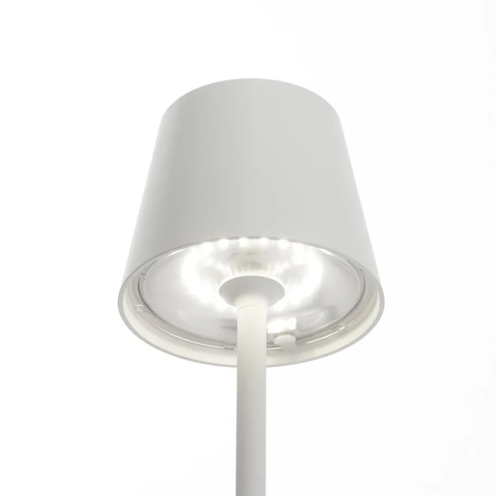 Udendørs Spot ^ Zafferano Poldina LED-lampe med jordspyd og batteri, hvid