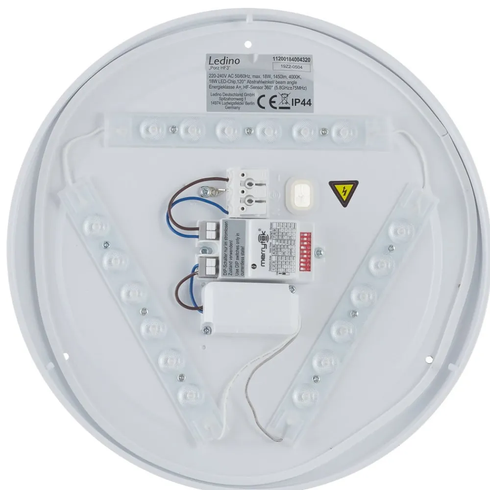 Loftlamper ^ Ledino Porz LED-loftlampe IP44, HF-sensor, hvid