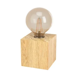 Bordlamper ^ EGLO Prestwick 2 bordlampe med træterning, natur
