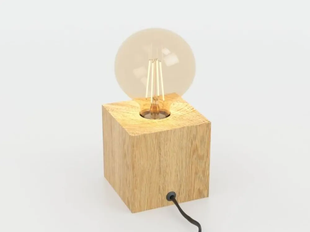 Bordlamper ^ EGLO Prestwick 2 bordlampe med træterning, natur