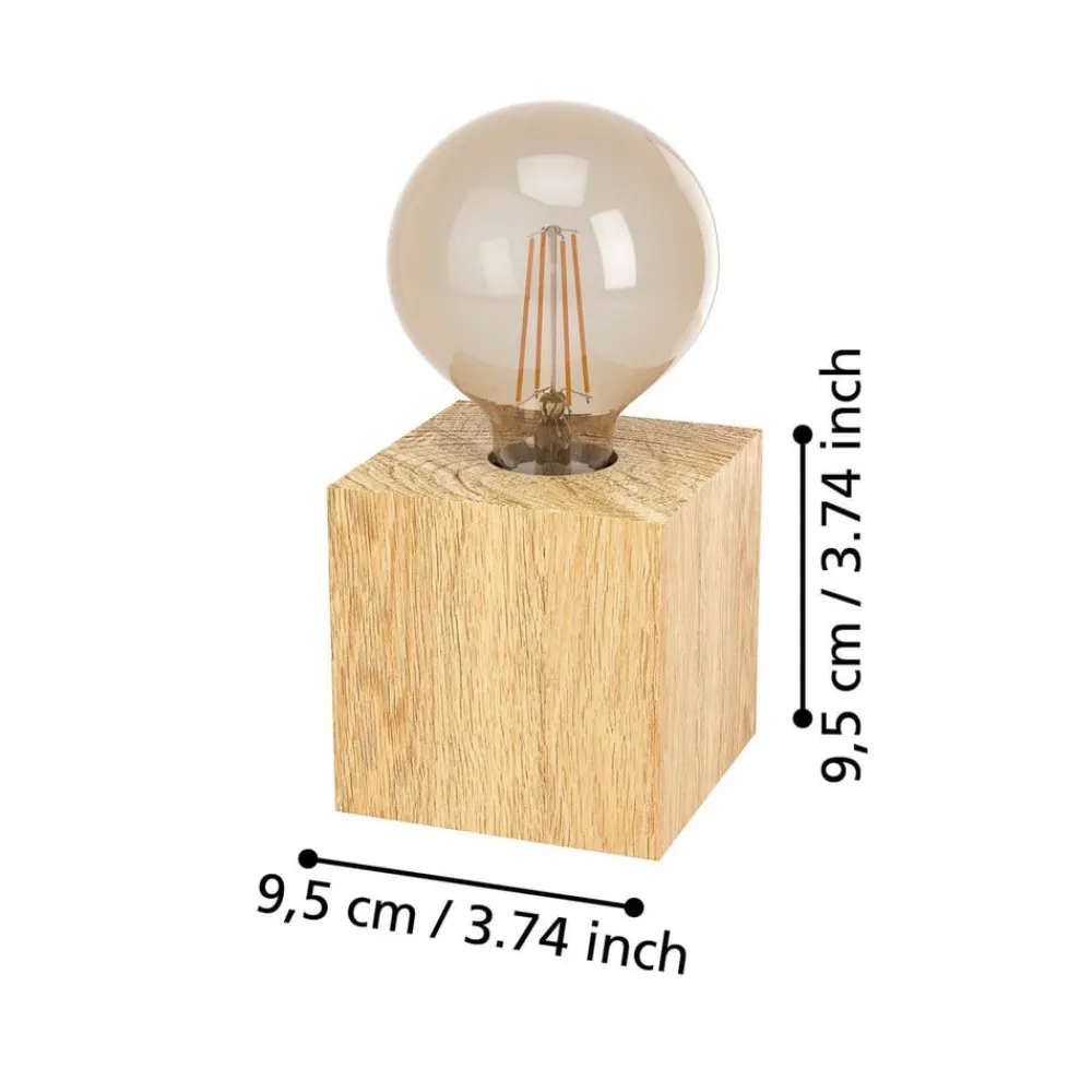 Bordlamper ^ EGLO Prestwick 2 bordlampe med træterning, natur