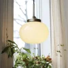 PR Home Pendellamper > Hængelampe Elsy, messingfarvet, glas creme, stik