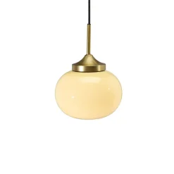 PR Home Pendellamper > Hængelampe Elsy, messingfarvet, glas creme, stik