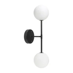 Væglamper ^ PR Home Sigma D væglampe, sort/opal, 2 lyskilder, 49 cm glas