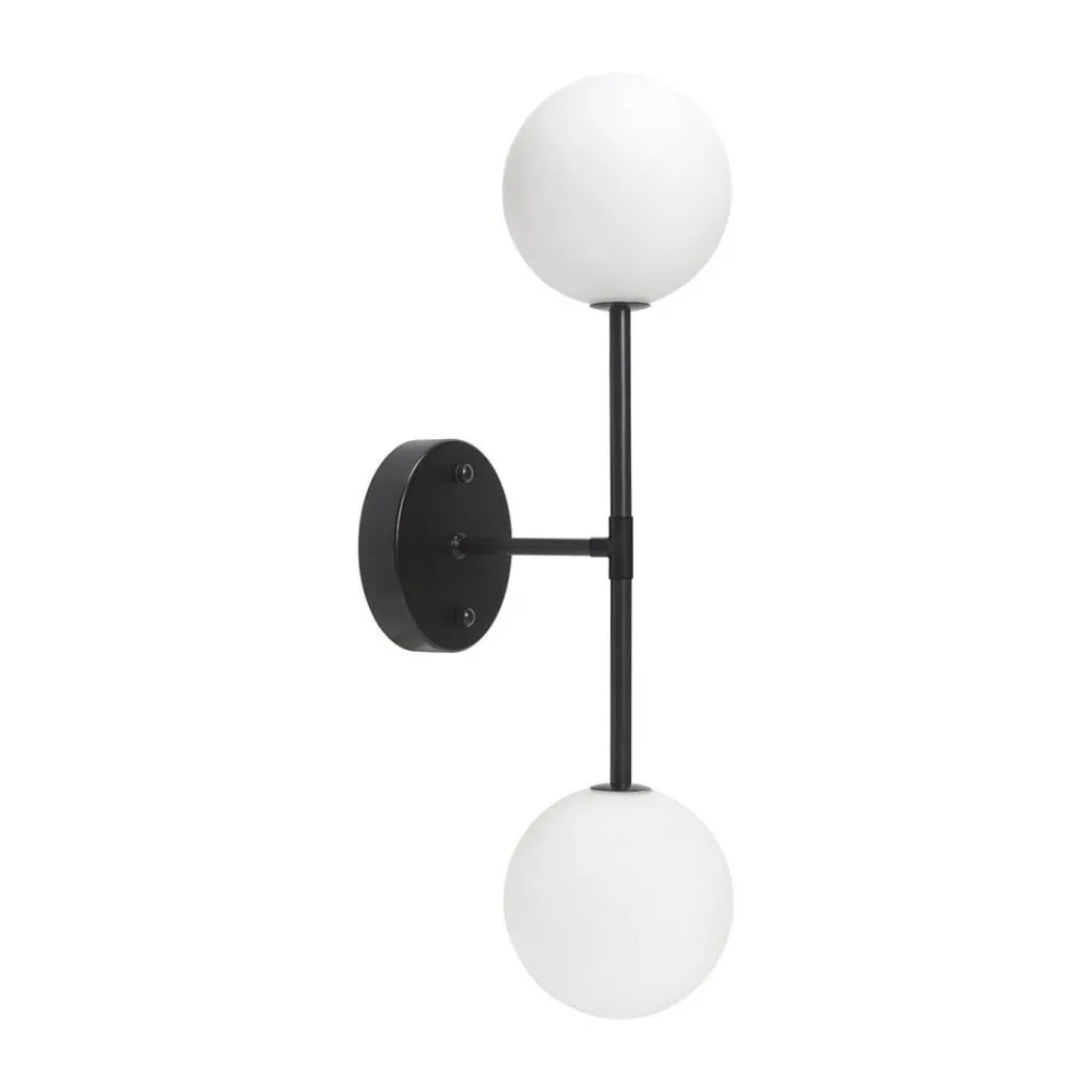 Væglamper ^ PR Home Sigma D væglampe, sort/opal, 2 lyskilder, 49 cm glas