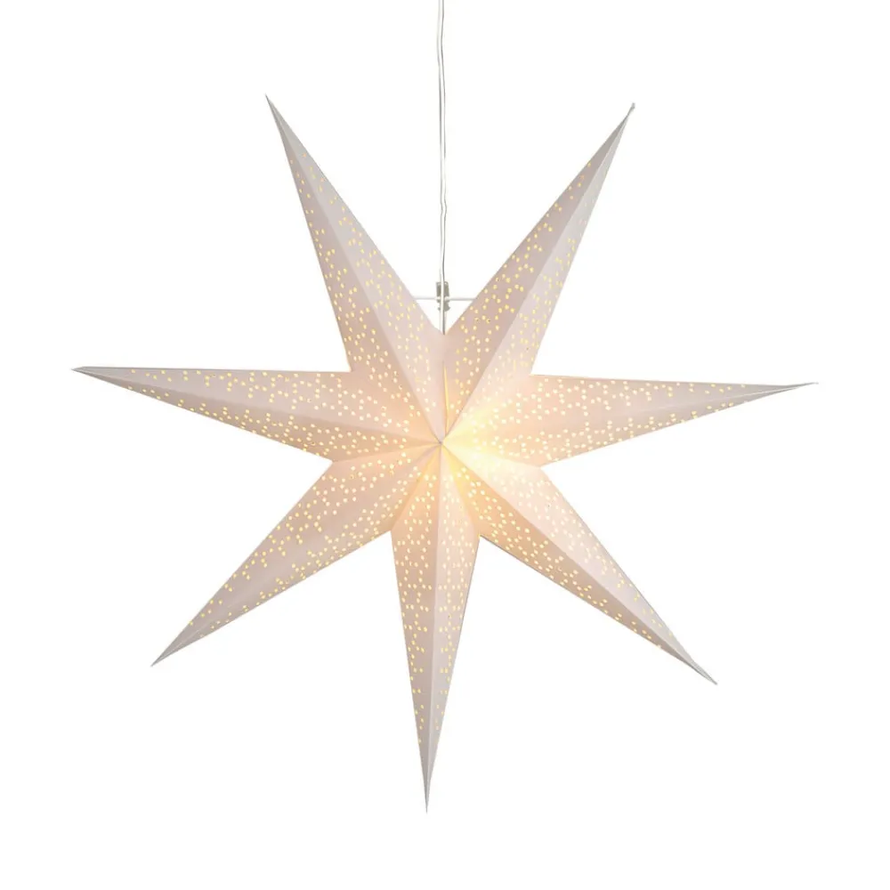 Dekorationsbelysning|Julepynt ^ STAR TRADING Prikket papirstjerne med hulmønster, hvid Ø 70 cm