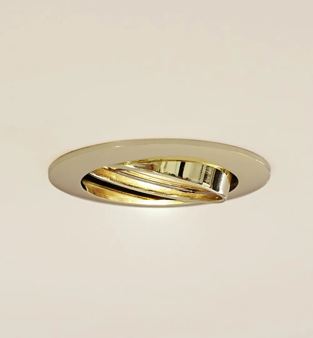 Loftlamper|Indbygningsspots ^ PRIOS forsænket loftlampe Fibur, guld, aluminium, Ø 8,2 cm
