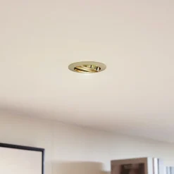 Loftlamper|Indbygningsspots ^ PRIOS forsænket loftlampe Fibur, guld, aluminium, Ø 8,2 cm