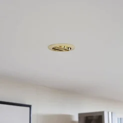 Loftlamper|Indbygningsspots ^ PRIOS forsænket loftlampe Fibur, guld, aluminium, Ø 8,2 cm