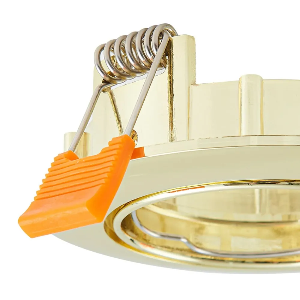 Loftlamper|Indbygningsspots ^ PRIOS forsænket loftlampe Fibur, guld, aluminium, Ø 8,2 cm