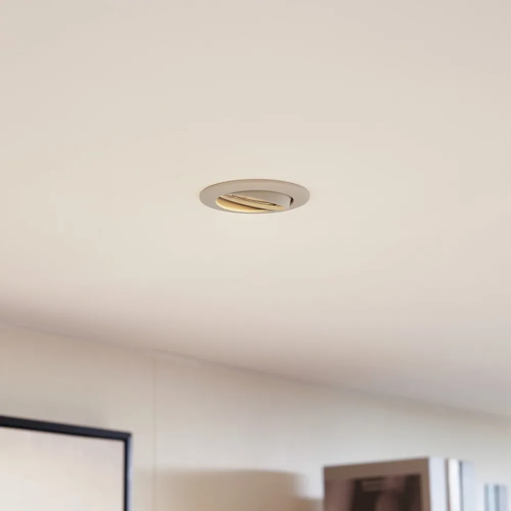 PRIOS Gang|Loftlamper > forsænket loftlampe Fibur, beige, aluminium, Ø 8,2 cm