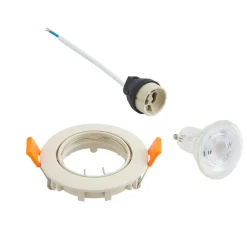 PRIOS Gang|Loftlamper > forsænket loftlampe Fibur, beige, aluminium, Ø 8,2 cm