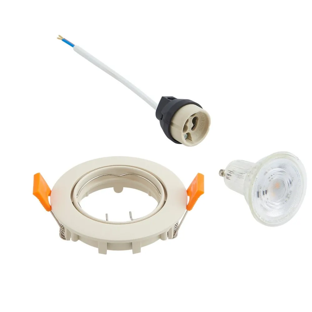PRIOS Gang|Loftlamper > forsænket loftlampe Fibur, beige, aluminium, Ø 8,2 cm