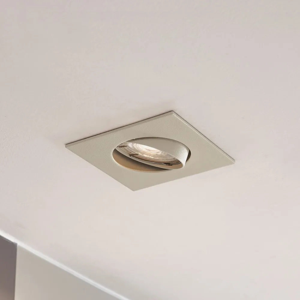 PRIOS Gang|Loftlamper > indbygningslampe Fibur, beige, 9 cm, GU10