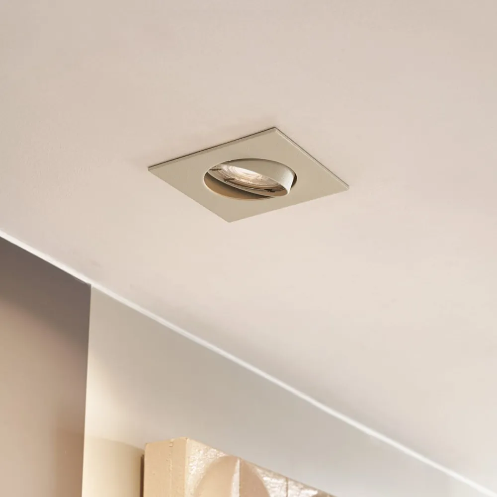 PRIOS Gang|Loftlamper > indbygningslampe Fibur, beige, 9 cm, GU10