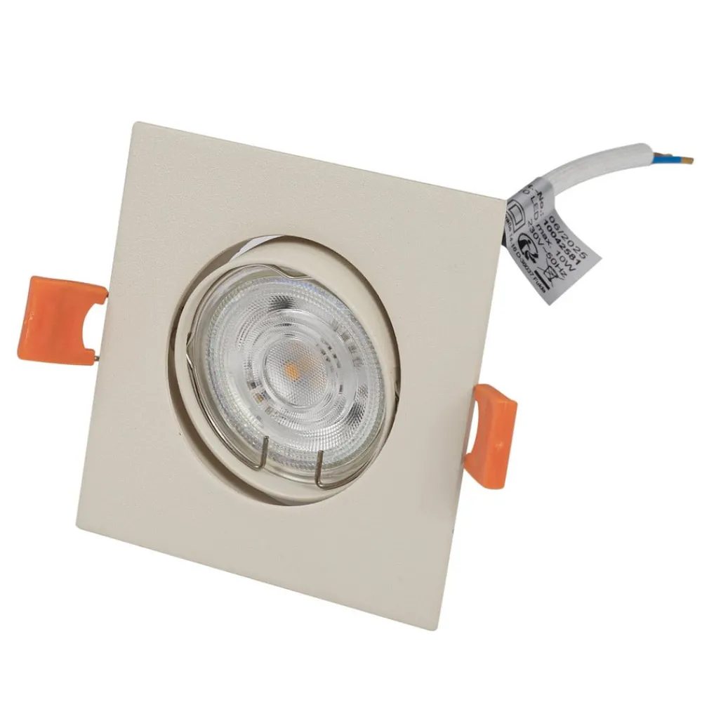 PRIOS Gang|Loftlamper > indbygningslampe Fibur, beige, 9 cm, GU10