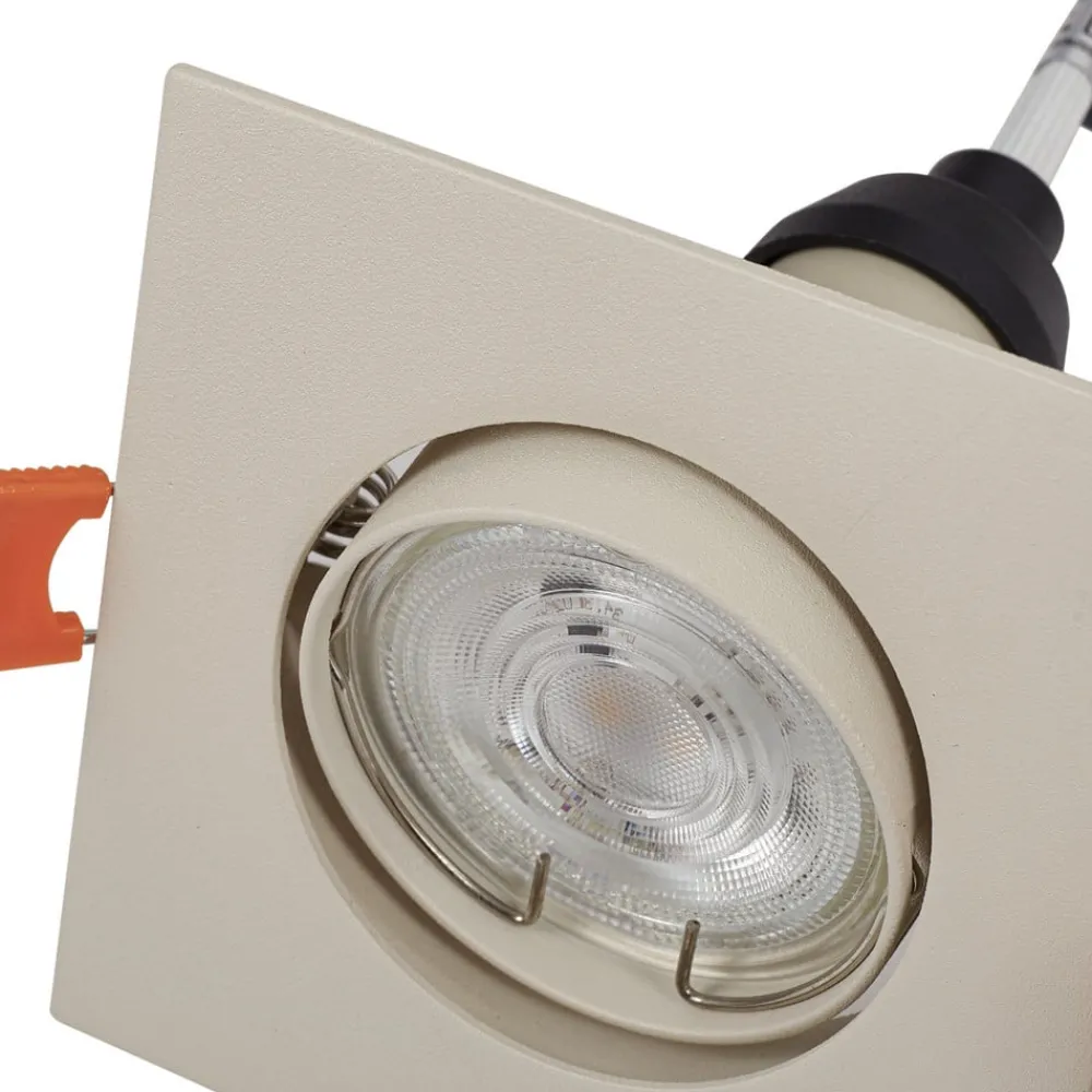 PRIOS Gang|Loftlamper > indbygningslampe Fibur, beige, 9 cm, GU10