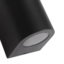 Væglamper ^ PRIOS Irfan udendørs væglampe, rund, sort, 10 cm