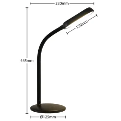 PRIOS Arbejdsrum/Kontor|Bordlamper > LED genopladelig bordlampe Opira, sort, USB, touchdæmper