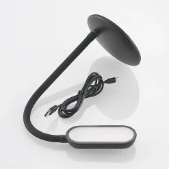 PRIOS Arbejdsrum/Kontor|Bordlamper > LED genopladelig bordlampe Opira, sort, USB, touchdæmper