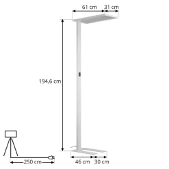 Gulvlamper ^ PRIOS LED-gulvlampe til kontor Taronis, hvid, 195 cm, dæmpbar