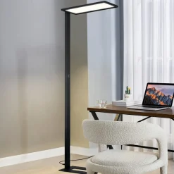 PRIOS Arbejdsrum/Kontor|Gulvlamper > LED-gulvlampe til kontor Taronis, sort, 195 cm, dæmpbar
