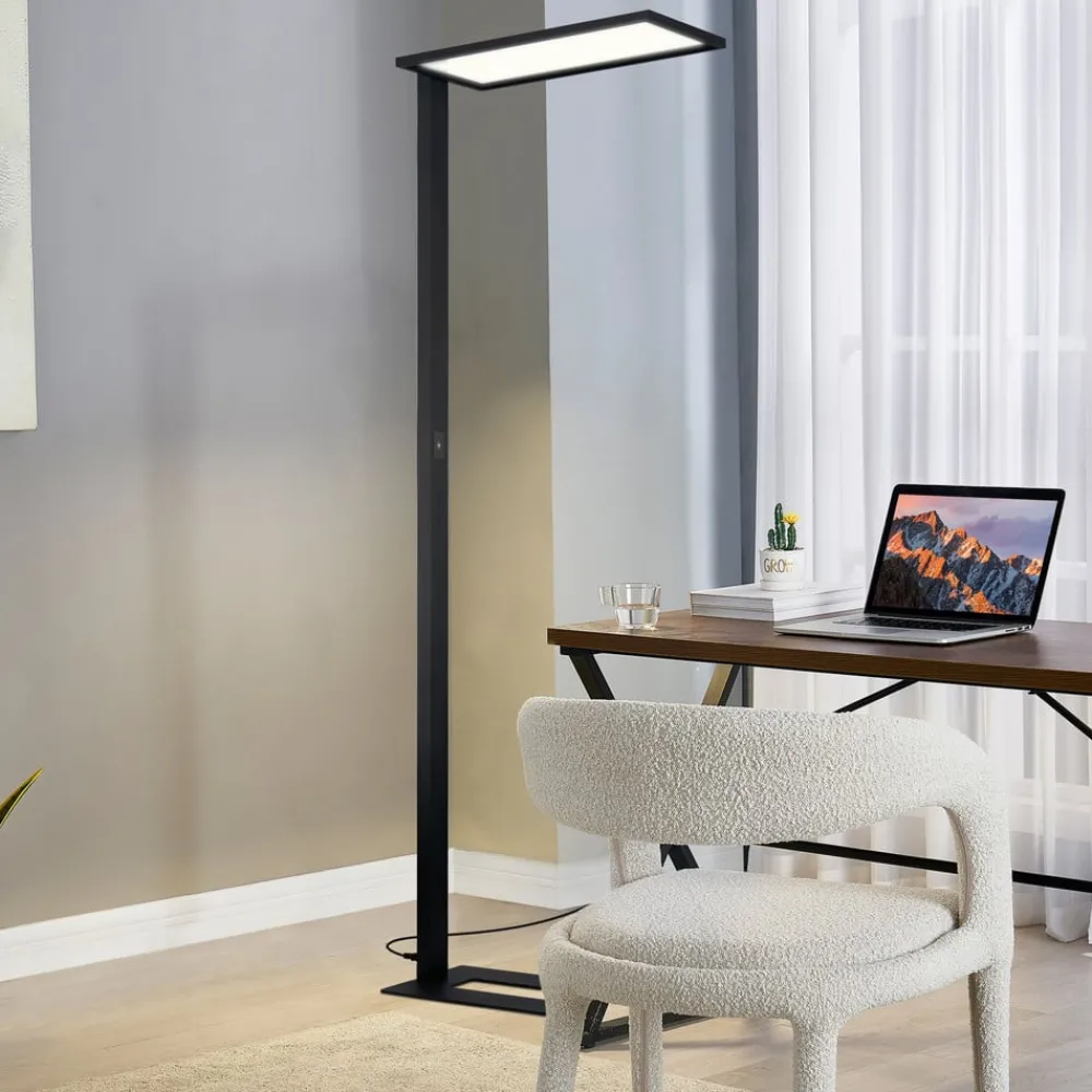PRIOS Arbejdsrum/Kontor|Gulvlamper > LED-gulvlampe til kontor Taronis, sort, 195 cm, dæmpbar