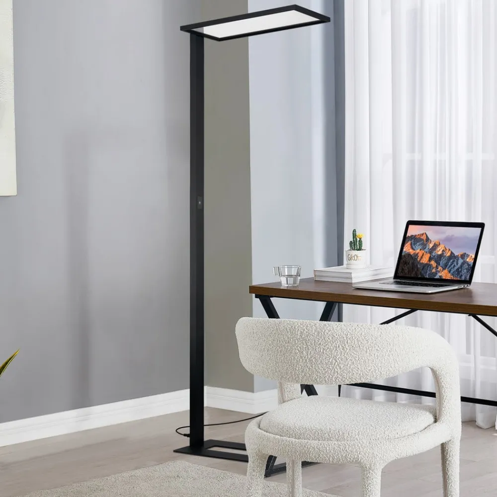 PRIOS Arbejdsrum/Kontor|Gulvlamper > LED-gulvlampe til kontor Taronis, sort, 195 cm, dæmpbar