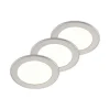 PRIOS Loftlamper > LED-indbygningslampe Cadance, sølv, 17 cm, sæt med 3, CCT