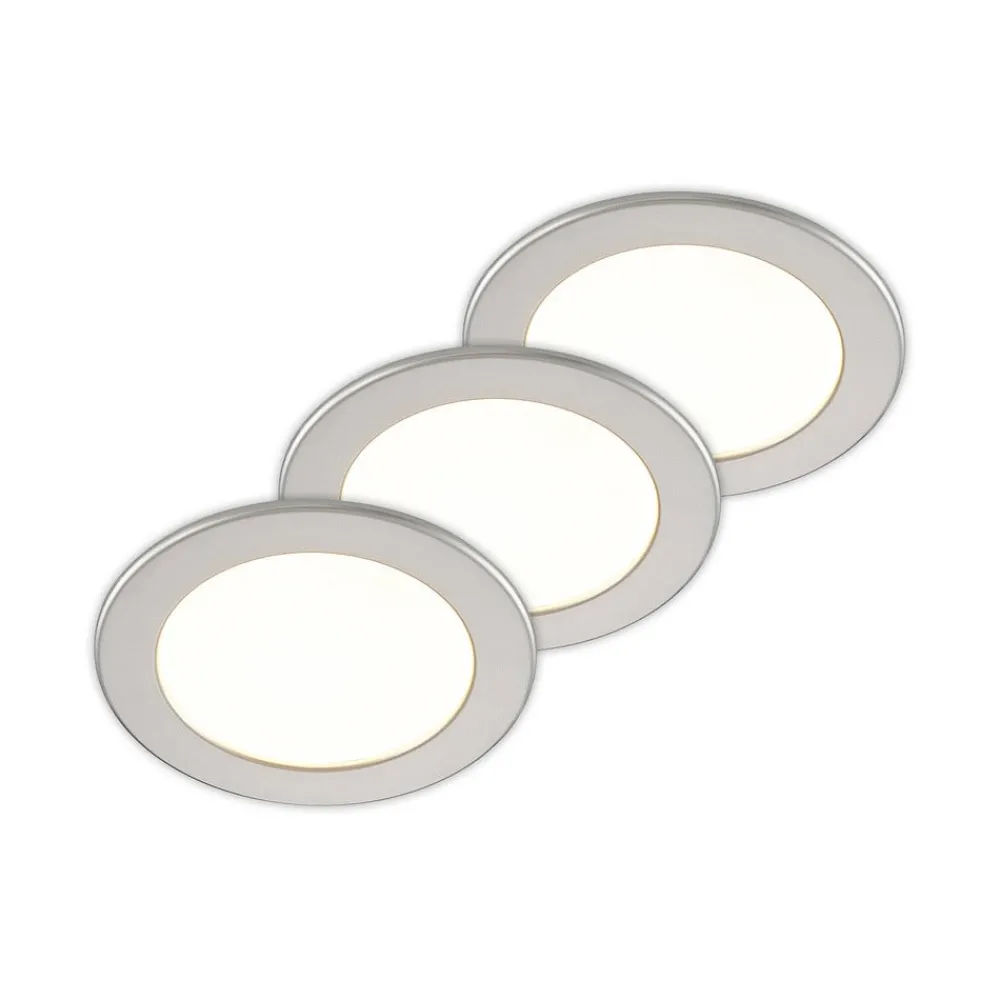 PRIOS Loftlamper > LED-indbygningslampe Cadance, sølv, 17 cm, sæt med 3, CCT