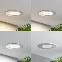 Loftlamper|Indbygningsspots ^ PRIOS LED-indbygningslampe Cadance, sølv, 12 cm, sæt med 2, CCT