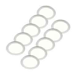 Loftlamper|Indbygningsspots ^ PRIOS LED-indbygningslampe Cadance, sølv, 22 cm, sæt med 10, CCT
