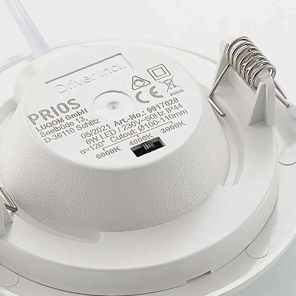 Loftlamper|Loftlamper ^ PRIOS LED-indbygningslampe Cadance, hvid, 12 cm, CCT, IP44
