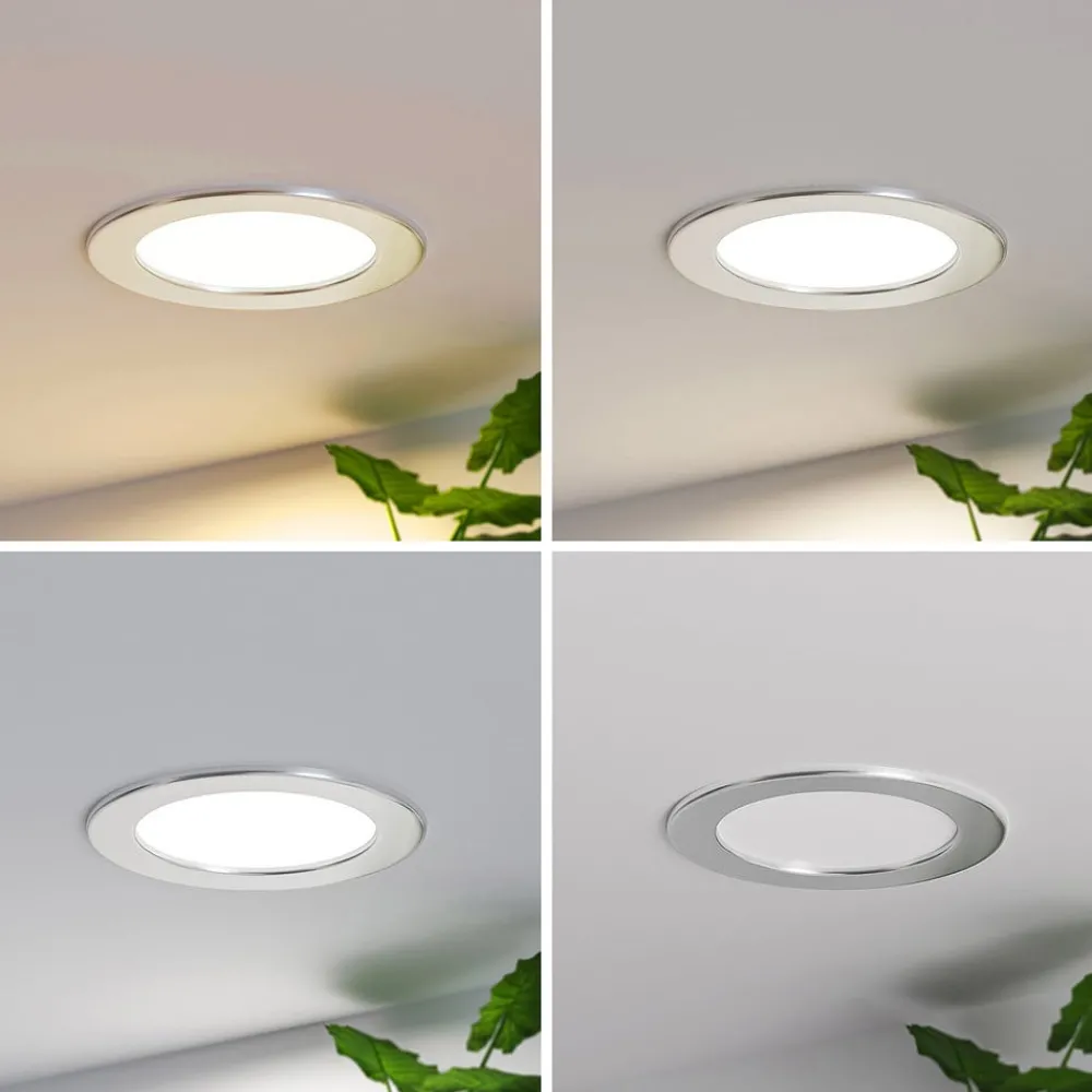 Loftlamper|Loftlamper ^ PRIOS LED-indbygningslampe Cadance, sølv, 17 cm, CCT, IP44