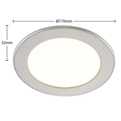 Loftlamper|Loftlamper ^ PRIOS LED-indbygningslampe Cadance, sølv, 17 cm, CCT, IP44