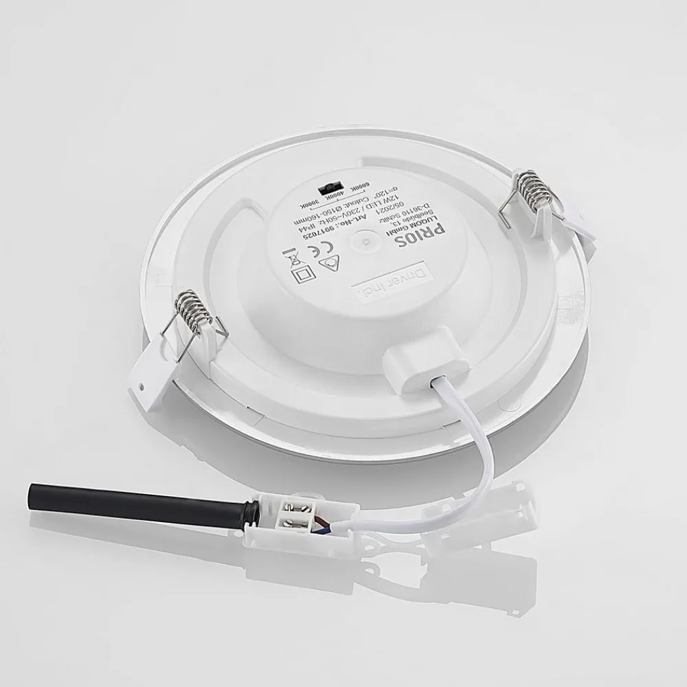 Loftlamper|Loftlamper ^ PRIOS LED-indbygningslampe Cadance, sølv, 17 cm, CCT, IP44