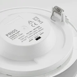 Loftlamper|Loftlamper ^ PRIOS LED-indbygningslampe Cadance, sølv, 17 cm, CCT, IP44