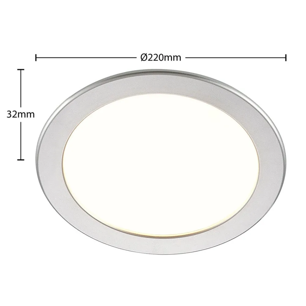 Loftlamper|Loftlamper ^ PRIOS LED-indbygningslampe Cadance, sølv, 22 cm, CCT, IP44