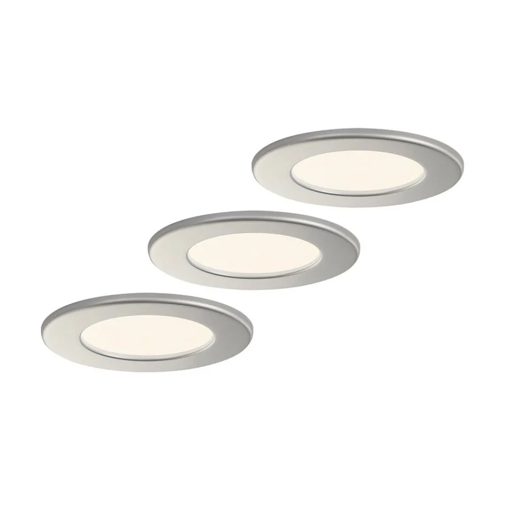 Loftlamper|Indbygningsspots ^ PRIOS LED-indbygningslampe Cadance, sølv, 12 cm, sæt med 3, CCT