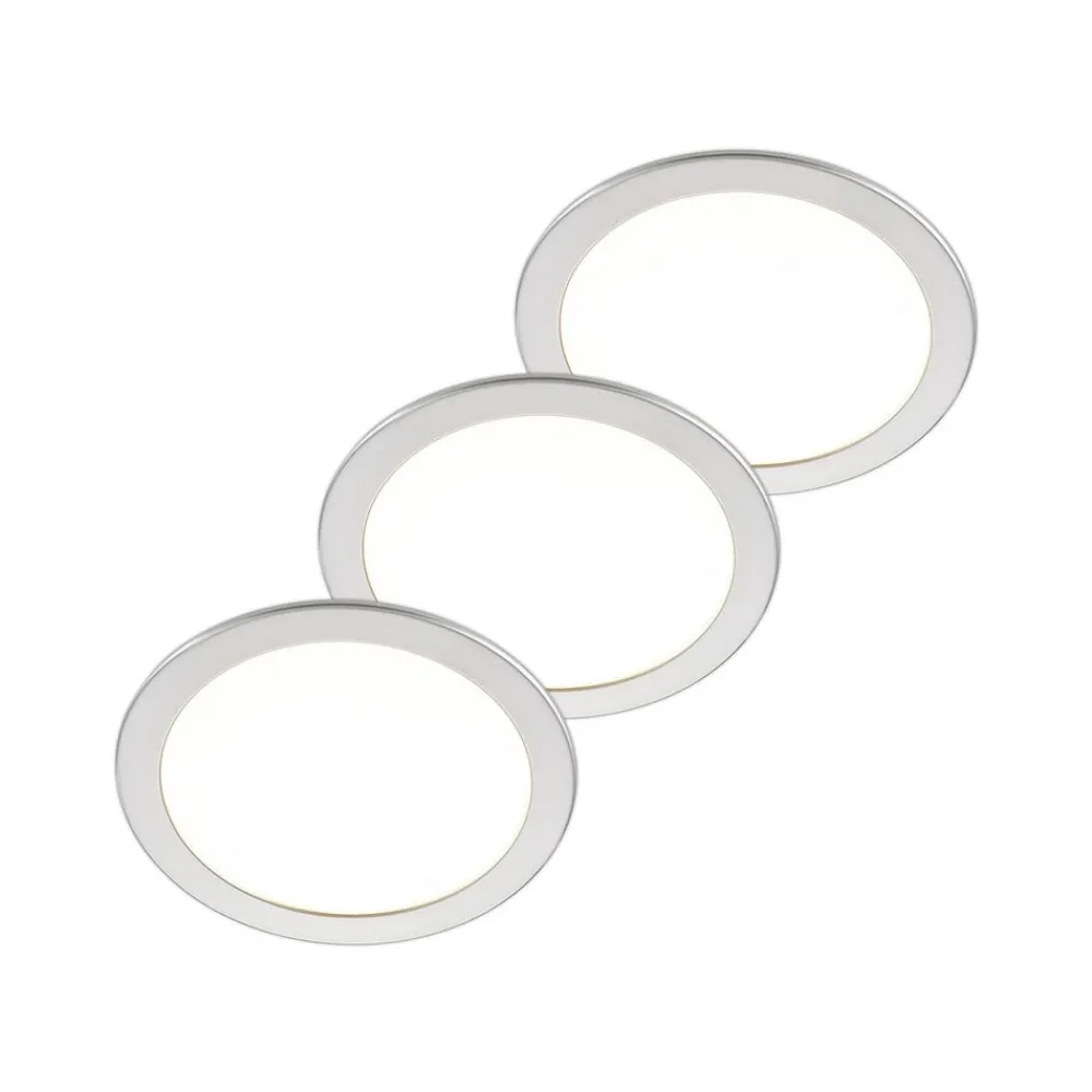 PRIOS Loftlamper|Indbygningsspots > LED-indbygningslampe Cadance, sølv, 24 cm, sæt med 3, CCT
