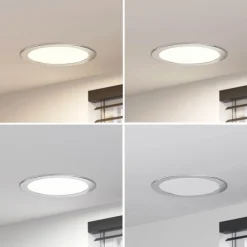 PRIOS Loftlamper|Indbygningsspots > LED-indbygningslampe Cadance, sølv, 24 cm, sæt med 10, CCT